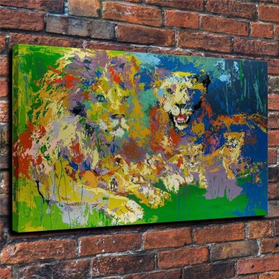 LeRoy Neiman"Proud lion king" Canvas HD Prints Painting Wall Art Home Decor   173315885277